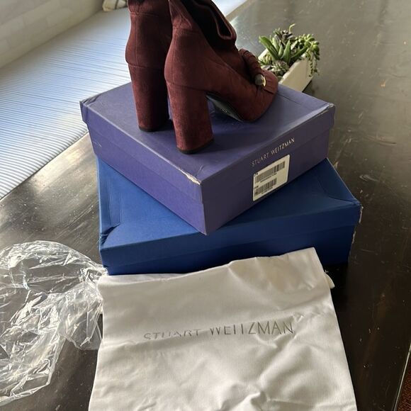 STUART WEITZMAN Ringleader Ultra-stretch Booties Wine Color Size 41 NEW in box - Picture 7 of 10